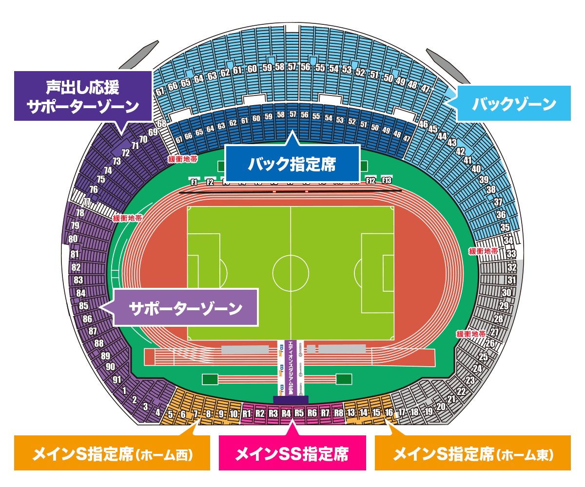 エディオンスタジアム広島 2023シーズンパス(個人) 座席図